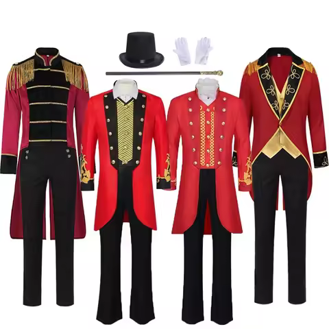 Showman Cosplay Suit Costume Magician Circus Ringmaster Barnum Set Halloween Cosplay Stage Clothes D