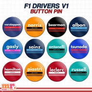 F1 DRIVERS V1 BUTTON FORMULA ONE F1 DRIVER BUTTON PIN 2