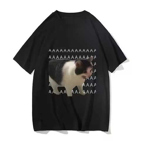 Fun Meme Sad Crying Cat Printed Women Men Casual T-Shirt Harajuku T Shirts Casual Fashion Tees Cloth