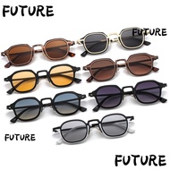 HL-FUTU Punk Shades, Y2K UV400 Protection Small Square Sunglasses, Vintage Metal Frame Eyewear for W