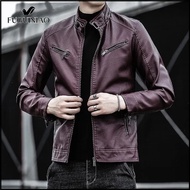 FUGUINIAO Áo Khoác Da Cho Nam Áo Khoác Da Dáng Biker Xu Hướng Hàn Quốc Cổ Điển