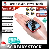 🇸🇬 [READY STOCK] Portable Mini PowerBank Fast Charger Built-in 4 Cables Digital Display 20000mAh Power Bank 充电宝