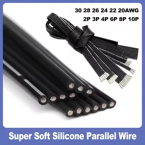 Multi-core 2/3/4/5/6/8/10/12/14Pins Silicone Parallel Wire 30 28 26 24 22 20AWG Super Soft High Temp