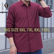 Men Shirt Casual Long Sleeve Full Plus Size 6XL 7XL 8XL 10XL Oversize Formal Fashion Solid Black White Red Retro Dropshipping