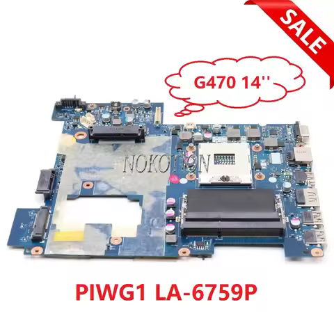NOKOTION Main board For Lenovo g470 Laptop Motherboard HM65 DDR3 GMA HD 3000 PIWG1 LA-6759P full tes