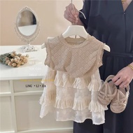 Girls' knit midi skirt tassel boho korean girls fashion outfit kids