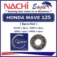 NACHI HONDA WAVE 125 ( 63/22 C3 ) 100% ORIGINAL Motorcycle Engine Gearbox & Crankshaft Bearings