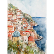 2025 Retro Italian Positano Capri Amalfi Lemon Tree Coastal Cityscape Poster Canvas Painting Wall Ar