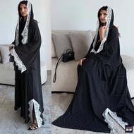 Eid Women Dress abaya lace polka dot Ramadan Abaya party Long Dresses Muslim jalabiya Morocco Kaftan