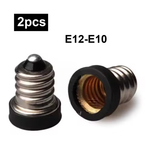 2PCS Black E12 to E10 Light Socket Adapter - Copper Candle Lamp Holder Converter, Fits E12 Candelabr