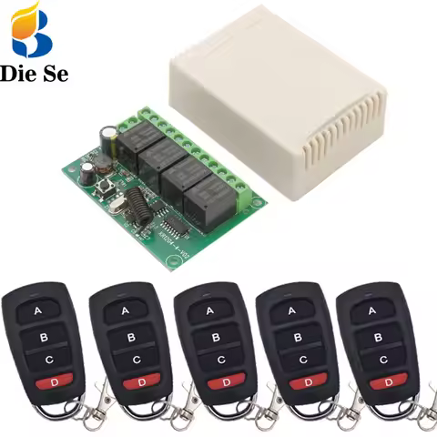 Wireless Remote Control DC 6V 12V 24V 30V 4CH rf Relay Receiver and 433MHZ Transmitter for Garage/Li