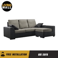 Living Mall Obi 3 Seater Fabric Sofa with Ottoman In 10 Colours