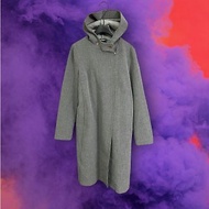 法國製 SINEQUANONE 灰色 微毛料 口袋 連帽 外套 大衣 G104