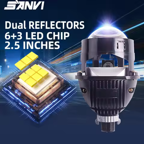 SANVI 2pcs Bi Led Lenses 2 5 Inch H4 H7 9005 9006 Play&Plug Auto Car Light Accessories Bi-led Headli