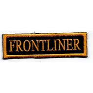 EMBROIDERED APPLIQUE PATCH FRONTLINER SIZE: 1 INCH H X 3.5 INCHES W OR 2.54 CM H X 8.89 CM W
