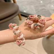 甜美可爱花朵电话线发圈头绳女2024高端夏季丸子头发绳发饰Sweet and Cute Flower Phone Line Hairband Headrope Female 2wert56fbthf3