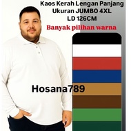 JUMBO LONG-SLEEVED COLLAR T-SHIRT 4XL - T-SHIRT BIGSIZE XXXXLPOLO OVERSIZE SHIRT