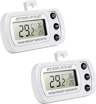 2PACK Refrigerator Fridge Thermometer Digital Refridge Freezer Kitchen Thermometer Waterproof Dampproof Large LCD Display Max/Min Record Function Magnetic/Placement/Suspension for Home, Kitchen
