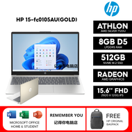 HP 15-FC0105AU LAPTOP - GOLD(AMD ATHLON SILVER 7120U/ AMD RADEON GRAPHICS/ 8GB LPDDR5-5500MHZ/ 512GB