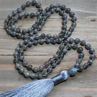 6mm Labradorite 108 Beads mala knot Necklace Chakra Retro Classic Tibetan Spiritua Wristband Meditation Prayer Mala