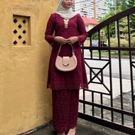 Kurung Pahang Organza Sulam Cempaka New Arrival Eaa Fashion|Maroon Burgundy|Sage Green|Navy Blue|Nud
