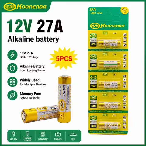 5PCS 27A 12V Dry Alkaline Battery for Doorbell,walkman,Car Alarm,Remote Control A27 27A G27A MN27 MS