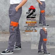 UP2ME : กางเกงคาร์โก้ รุ่น Rider ขายาว กระบอกเล็ก เอว 26-48 นิ้ว ไซส์ SS-5XL กางเกงช่าง กางเกงลุยป่า