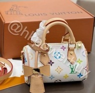 LV LOUIS VUITTON X Speedy Nano 村上隆 聯名 carryall 枕頭包 白三彩 Monogram Multicolore 斜孭袋 背囊 手袋 情人節 禮物 聖誕節