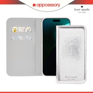 Kate Spade New York iPhone 16 Pro/16 Pro Max Metallic Silver Wallet Folio Case