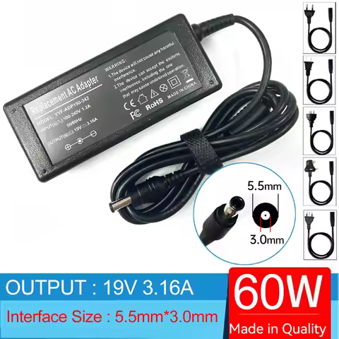19V 3.15A/3.16A 60W Laptop Ac Adapter Charger for Samsung N110 N120 N140 N145 N150 N210 N220 N310 N5