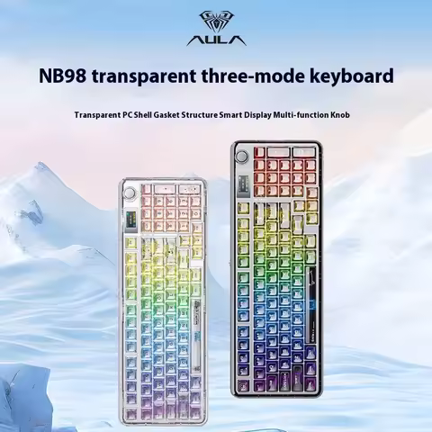 AULA F-NB98 Mechanical Keyboard 3 Mode Multi-functional Knob Custom Screen Gaming Keyboard RGB Backl