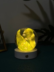 真花 \乾燥花 白鈴蘭花永生花樹脂夜燈