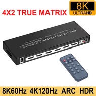 8K 60Hz HDR10 ARC HDMI Matrix 4x2 HDMI Splitter 4 In 2 Out 4K 120Hz 8K Matrix HDMI Switch 4x1 Audio Extractor for VRR PS4 PS5 PC