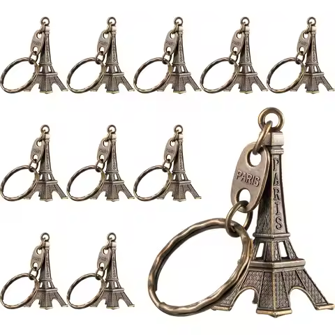 10Pcs Torre Eiffel Tower Bronze Keychain For Keys Souvenirs, Paris Tour Eiffel Keychain Key Chain Ke