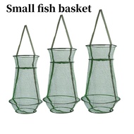 【Stock】Folding small fish basket Live fish storage bag Live fish storage net nylon fish protection big belly fish protection crab basket double layer small net bag fishing net Live fish net cage   Fishing tackle Fishing tools Fishgear accessories