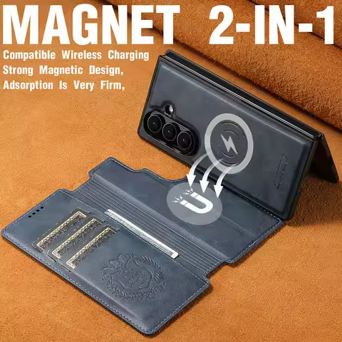 Z Fold7 5G 2In1 Detachable Leather Wallet Case For Samsung Galaxy Z Fold 7 Magnetic Back Cover for G