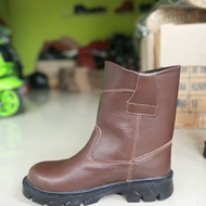 sepatu safety boots skn kulit asli original ujung besi model kings - cokelat 39