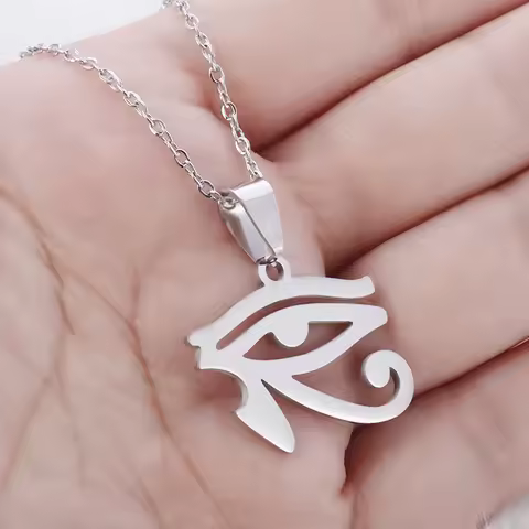 Stainless Steel Ancient Egyptian Gods Eye of Horus Necklace Women Simple Fashion Amulet Jewelry Amul