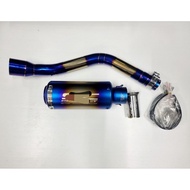 Sale! คอท่อ งานแสตนเลส สำหรับ สลิปออน GPX Demon GR 200R สีไทเท พร้อมปลายท่อ Yoshimaru / Ak / SC / M4