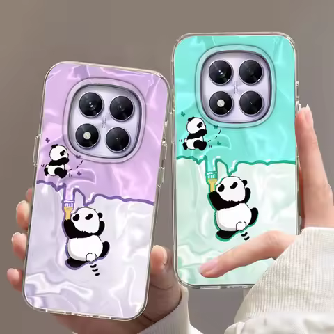 Cute Panda Cartoon Gradient Phone Case For Xiaomi Redmi Note 15 14 13 12 11 11S 10 10S 9 Pro 9A 15C 
