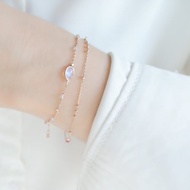 925純銀 月光石 拉長石 精鍍18K玫瑰金 手鍊 免費送禮包裝