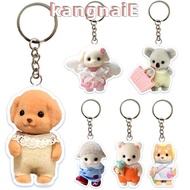 KANGNAI Sylvanian Families Doll Keychain, Cute Mini Poodle Doll Keyrings, Funny Forest Family Acryli