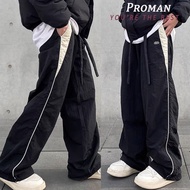 【From Perak】ProMan American retro striped Oversized sweatpants Baggy Tracksuit Parachute Pants Men's