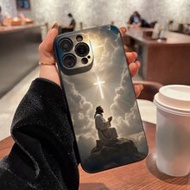 เคสโทรศัพท์กันกระแทกขอบเรียบเจาะรูแม่นยำลายไม้กางเขนพระเยซูเข้ากันได้กับ P14 Pro Max, เคส 3D P13 การ