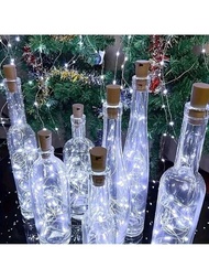 10入組,20led白光酒瓶燈串燈,6.6英尺銀線軟木燈,電池驅動,適用於聖誕,萬聖節,婚禮和手工藝品,適合女性的禮物