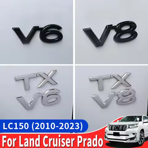 For Toyota Land Cruiser 200 Prado 120 150 Car Logo Displacement V8/TX/TXL/5.7/V6/Black Letter Sticke