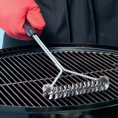 Stainless Steel Wire BBQ Brush BBQ Grill Cleaning Brush BBQ Mesh Curly Brush