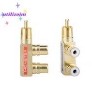 [utilizojmS]  Style Adapter DIY Accessories Gold Plated AV Audio Splitter Plug RCA Adapter 1 Male To