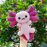 Ashley the Axolotl Jumbo Salamander/ - Amigurumi Knitted Doll/ Crochet/