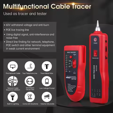 Wire Tester RJ45 RJ11 Cable Tracker Line Finder Network Tracker Ethernet LAN Network Cat5 Cat6 Telep
